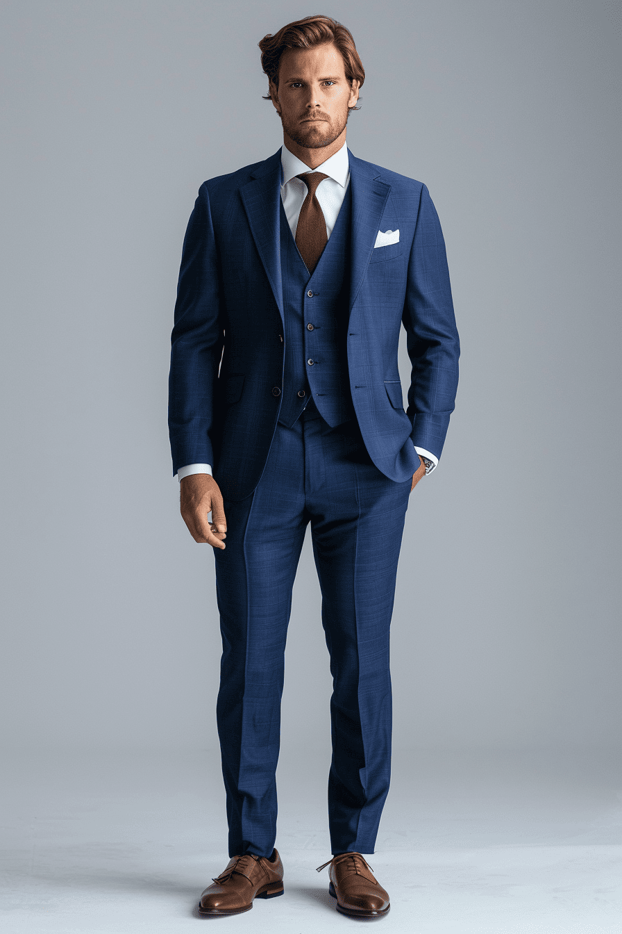 Navy Blue Wool Prom Suit — Custom Made to Measure
