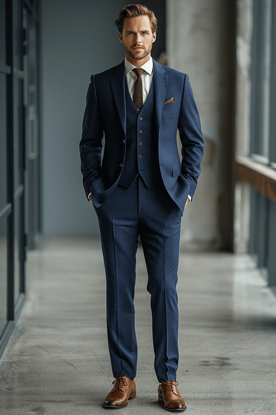 Navy Blue Wool Tuxedo — Custom Made to Measure