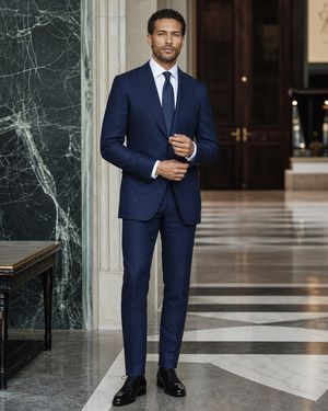 Navy Blue Linen Summer Suit — Custom Made to Measure — 1