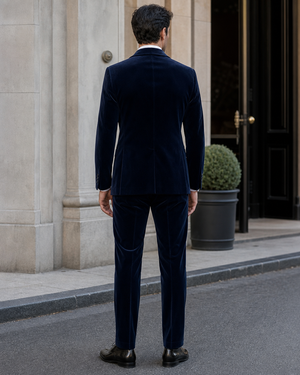 Navy Blue Velvet Shawl Lapel Suit — Custom Made to Measure — 2