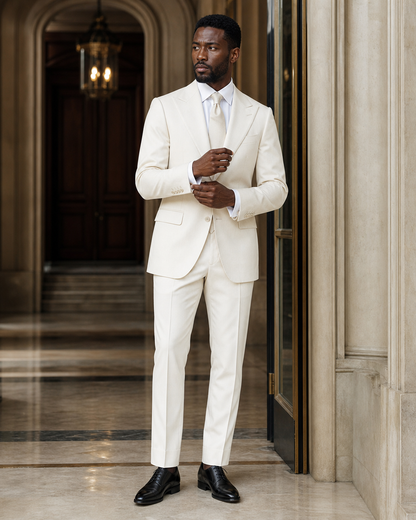 Off-White Cotton Summer Suit - Custom Made to Measure front view