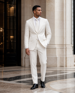 Off-White Linen Outdoor Wedding Suit — Custom Made to Measure — 2