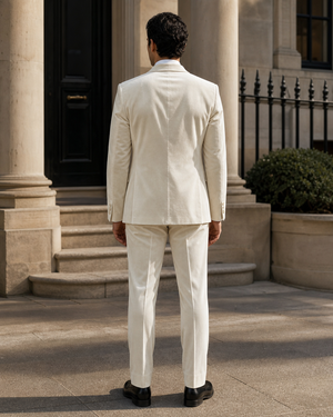 Off-White Velvet Shawl Lapel Suit — Custom Made to Measure — 2