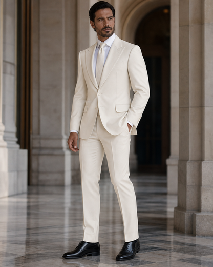 Off-White Wool Winter Suit - Custom Made to Measure side back view