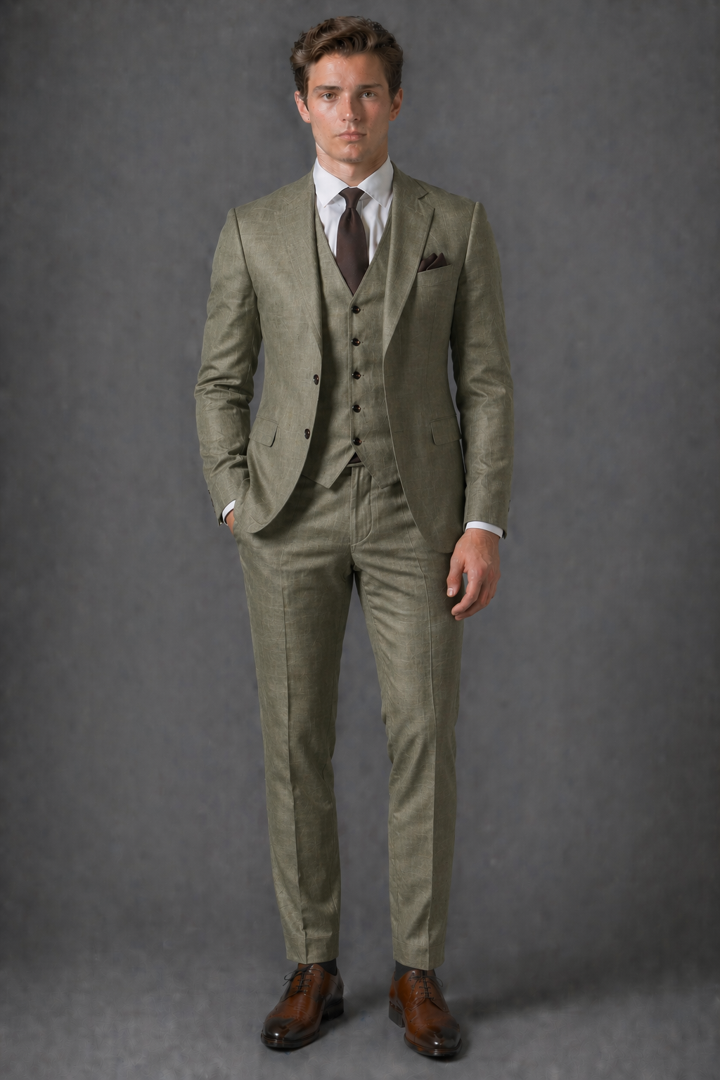 Olive Linen Father of the Bride Suit — Custom Made