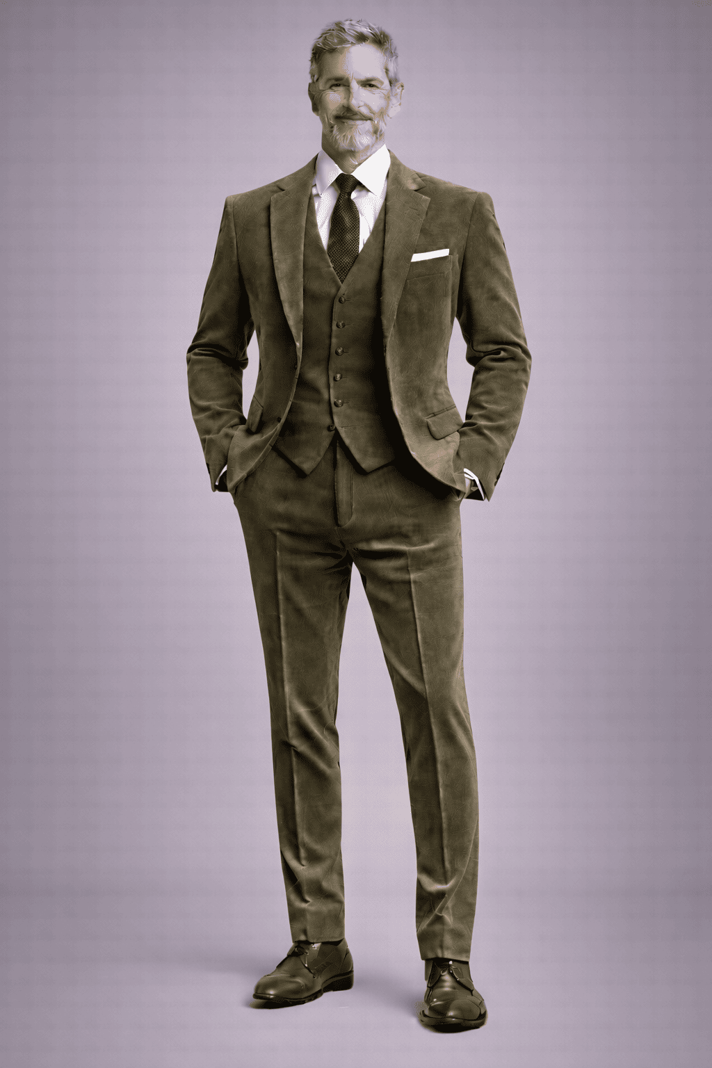 Olive Velvet Slim Fit Suit — Custom Made to Measure