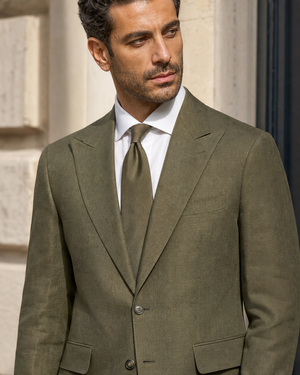 Olive Linen Peak Lapel Suit — Custom Made to Measure — 4