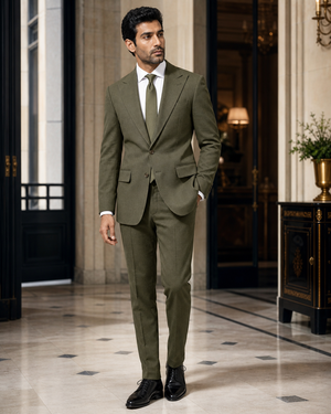 Olive Seersucker Beach Wedding Suit — Custom Made to Measure — 2