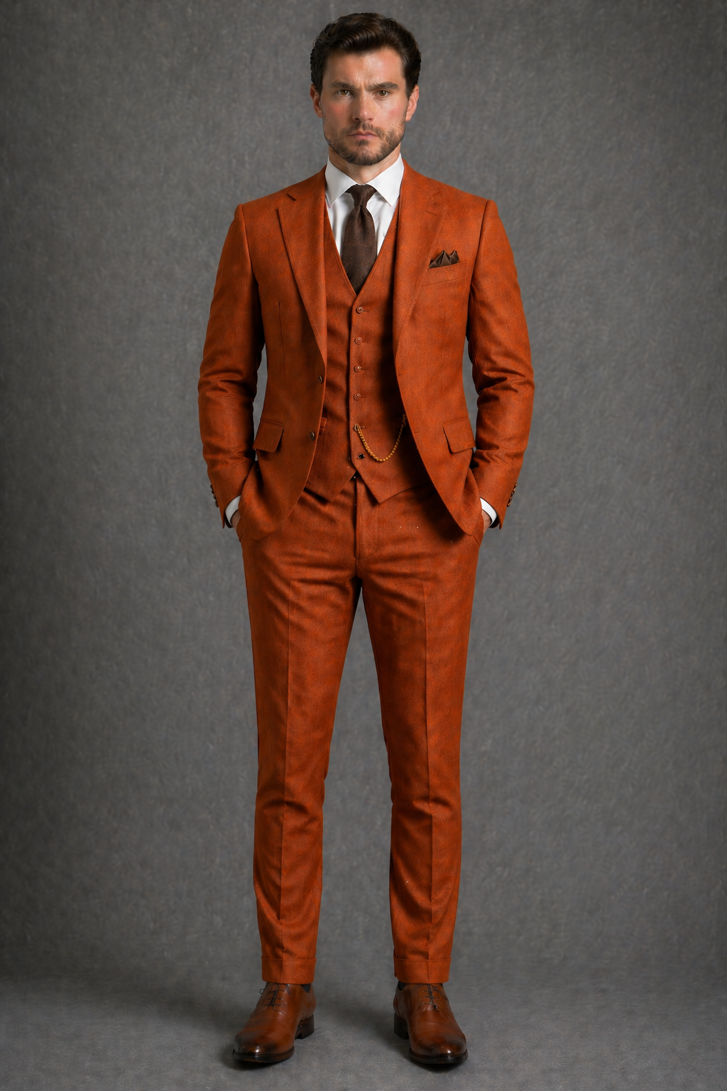 Orange Wool Father of the Bride Suit — Custom Made