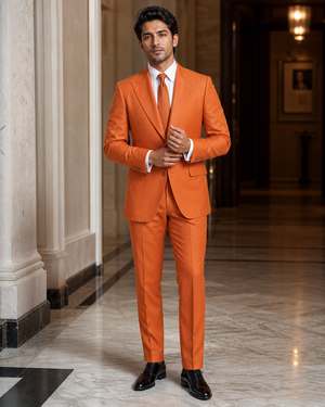 Orange Cotton Outdoor Wedding Suit — Custom Made to Measure — 1