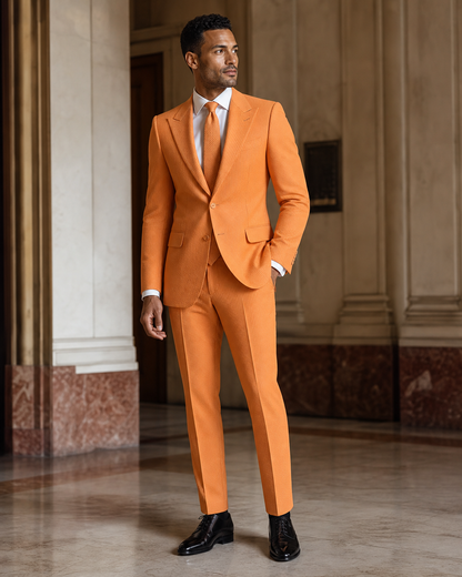 Orange Seersucker Summer Suit - Custom Made to Measure side back view