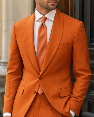 Orange Wool Shawl Lapel Suit — Custom Made to Measure — 4