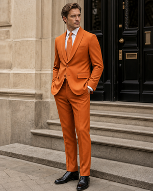 Orange Wool Shawl Lapel Suit — Custom Made to Measure — 3