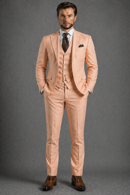 Peach Wool Father of the Bride Suit — Custom Made