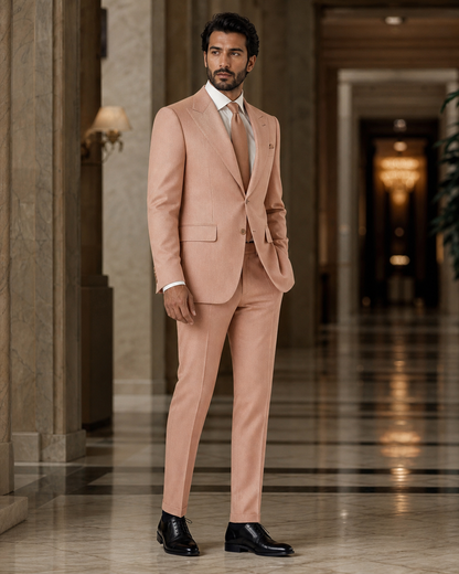 Peach Cashmere Blend Winter Suit - Custom Made to Measure side back view