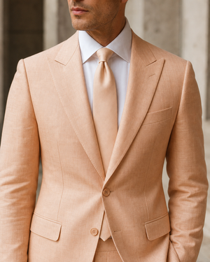 Peach Linen Peak Lapel Suit — Custom Made to Measure — 4