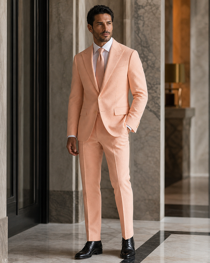 Peach Seersucker Beach Wedding Suit - Custom Made to Measure side back view