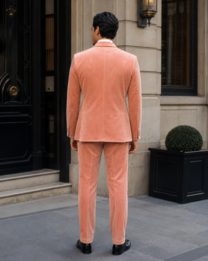 Peach Velvet Shawl Lapel Suit — Custom Made to Measure — 2
