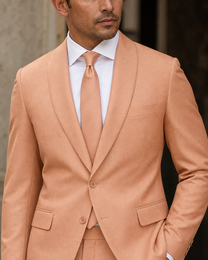 Peach Wool Shawl Lapel Suit — Custom Made to Measure — 4