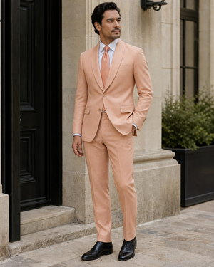 Peach Wool Shawl Lapel Suit — Custom Made to Measure — 3