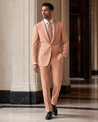 Peach Wool Winter Suit - Custom Made to Measure side back view