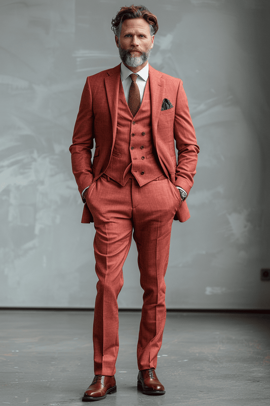 Peach Silk Blend Cocktail Party Suit — Custom Made to Measure