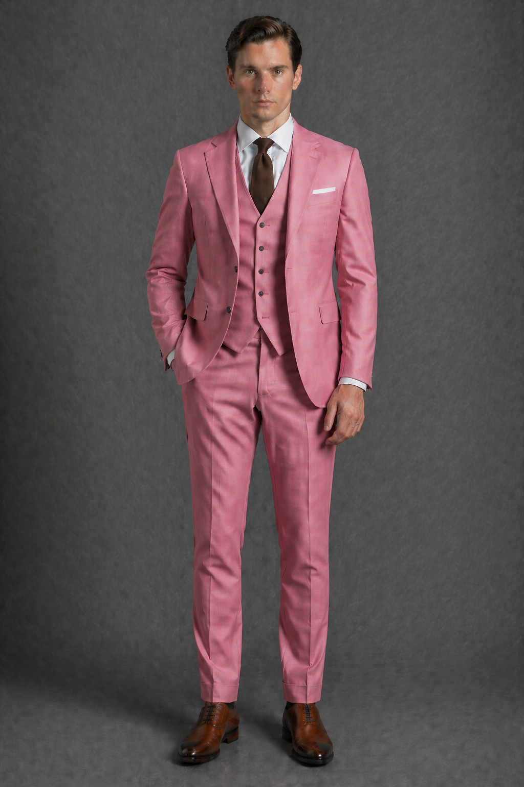 Pink Wool Slim Fit Suit — Custom Made to Measure
