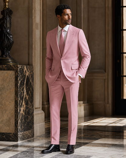 Pink Cotton Beach Wedding Suit - Custom Made to Measure side back view