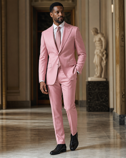 Pink Cotton Summer Suit - Custom Made to Measure side back view