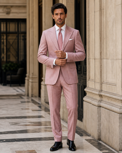 Pink Flannel Winter Suit - Custom Made to Measure front view