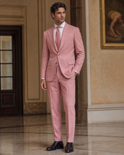 Pink Flannel Winter Suit - Custom Made to Measure side back view