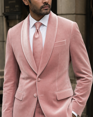 Pink Velvet Shawl Lapel Suit — Custom Made to Measure — 4