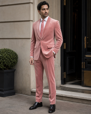 Pink Velvet Shawl Lapel Suit — Custom Made to Measure — 3