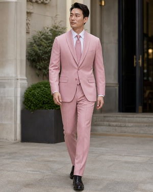 Pink Wool Shawl Lapel Suit — Custom Made to Measure — 1