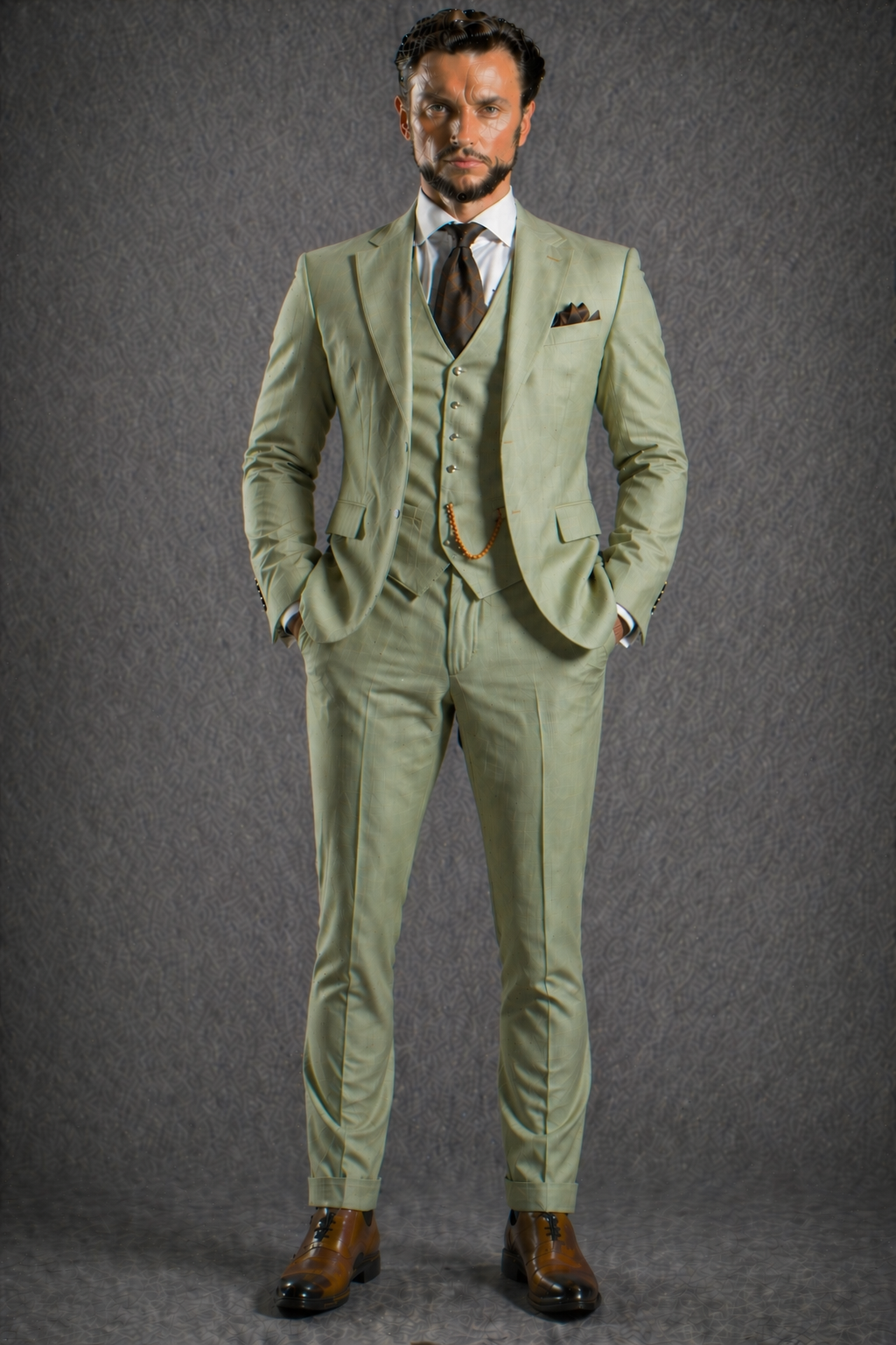 Pistachio Wool Father of the Bride Suit — Custom Made