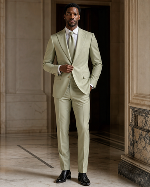Pistachio Cotton Beach Wedding Suit — Custom Made to Measure — 1