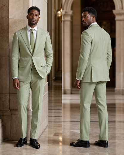 Pistachio Cotton Beach Wedding Suit - Custom Made to Measure side back view