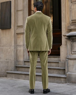 Pistachio Velvet Shawl Lapel Suit — Custom Made to Measure — 2