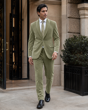 Pistachio Velvet Shawl Lapel Suit — Custom Made to Measure — 1