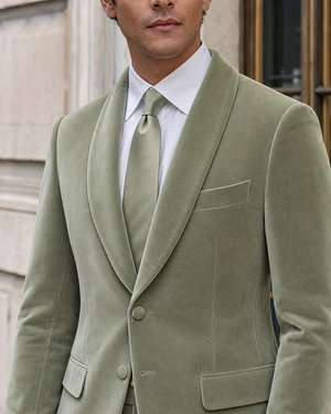 Pistachio Velvet Shawl Lapel Suit — Custom Made to Measure — 4