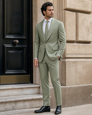 Pistachio Wool Shawl Lapel Suit — Custom Made to Measure — 3