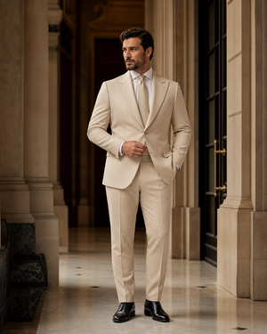 Plus Size Beige Cotton Suit — Custom Made to Measure — 2