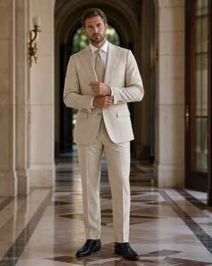 Plus Size Beige Linen Suit — Custom Made to Measure — 1
