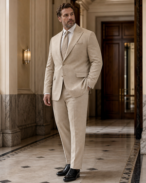 Plus Size Beige Linen Suit — Custom Made to Measure — 2