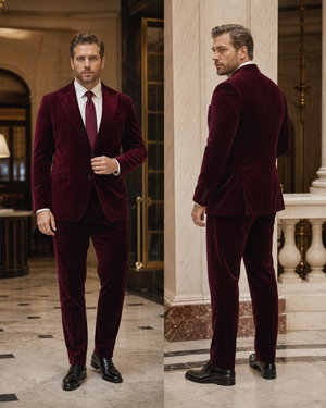 Plus Size Burgundy Velvet Suit — Custom Made to Measure — 2