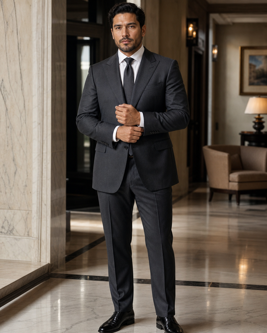 Plus Size Charcoal Cashmere Blend Suit - Custom Made to Measure front view
