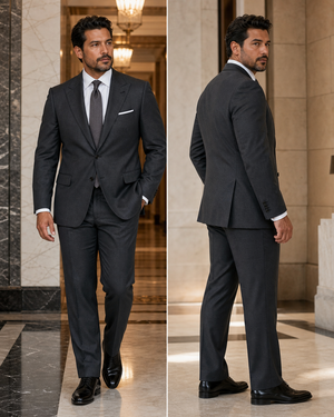 Plus Size Charcoal Cashmere Blend Suit — Custom Made to Measure — 2