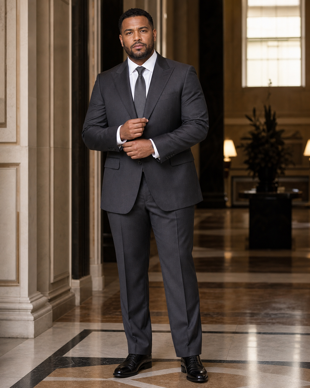 Plus Size Charcoal Cotton Suit — Custom Made to Measure