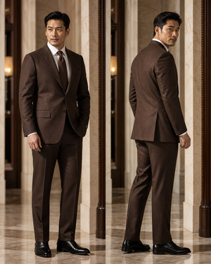 Plus Size Chocolate Cashmere Blend Suit — Custom Made to Measure — 2