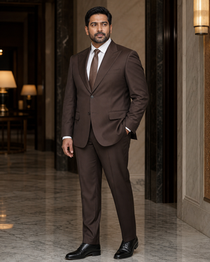 Plus Size Chocolate Cotton Suit — Custom Made to Measure — 2